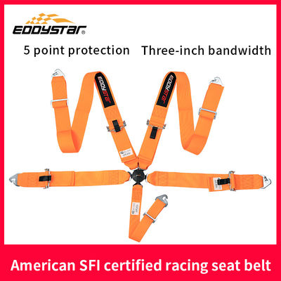 คุณภาพ  EDDYSTAR Nylon Drift Car Racing Seat Belt Orange Color 5 Point Seat Belt โรงงาน
