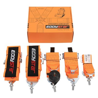 EDDYSTAR เข็มขัดรถยนต์ประจําการแข่งขัน เนลอน ดริฟท์ เข็มขัดรถยนต์สีส้ม 5 จุด